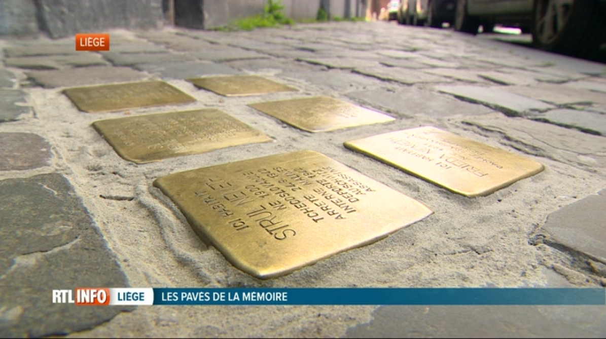 Inauguration de 6 nouveaux pavés de la mémoire à Liège RTL Info