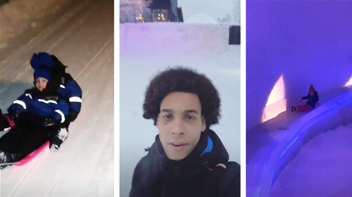 Toboggan de glace et voyage en traîneau Axel Witsel et sa famille s