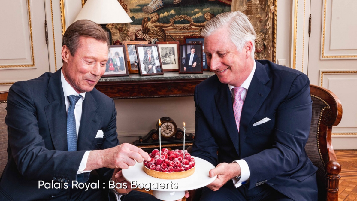 Le Grand-Duc de Luxembourg en visite en Belgique: il partage un gâteau d’anniversaire avec le roi Philippe