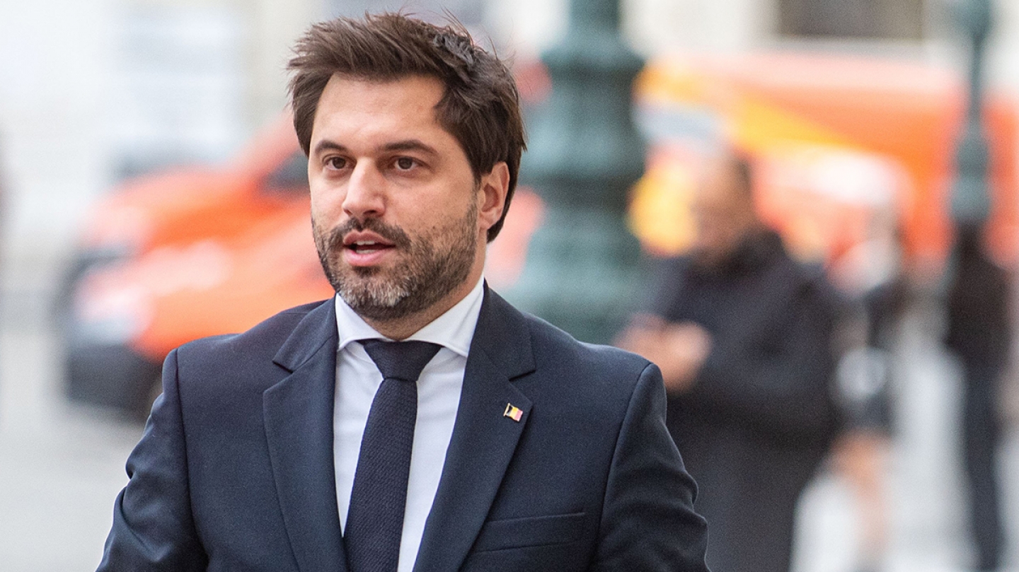 MR chairman Georges-Louis Bouchez arrives for a meeting, part of the negotiations to form a new government for the Brussels Capital Region, on Monday 03 November 2025 in Brussels. Political parties in the Brussels region have not found a coalition for a new government yet, after the June 2024 elections.. BELGA PHOTO JONAS ROOSENS