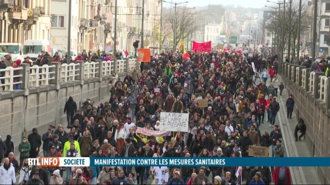 Nouvelle manifestation contre les mesures sanitaires à Bruxelles