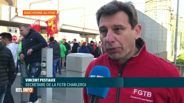 Action syndicale devant Total Energies à Marchienne-au-Pont