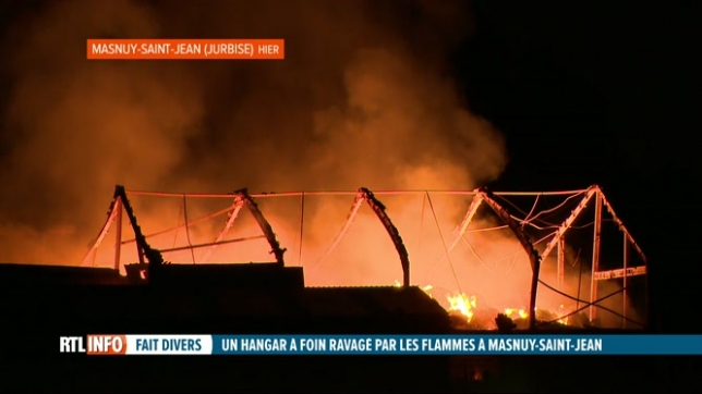 Jurbise: un incendie a ravagé plusieurs hangars à foin à Masnuy-Saint-Jean