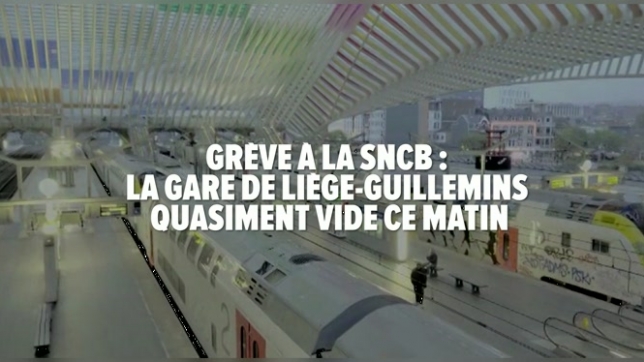 Grève à la SNCB: la gare de Liège-Guillemins quasiment vide ce matin
