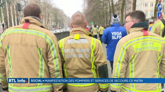 Manifestation des services de secours et de pompiers à Bruxelles