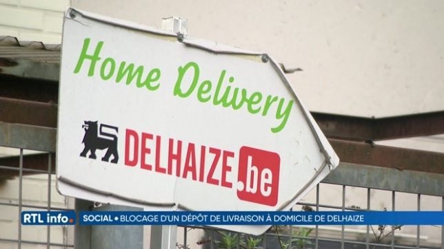 Blocage du dépôt Home Delivery de Delhaize à Drogenbos