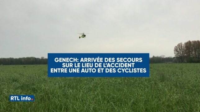 À Genech, en France, grave accident entre une automobile et un groupe de cyclistes français et belges
