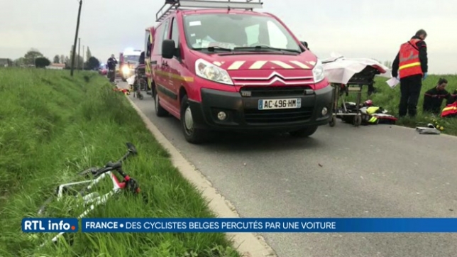 5 cyclistes belges renversés par une voiture à Genech, en France.