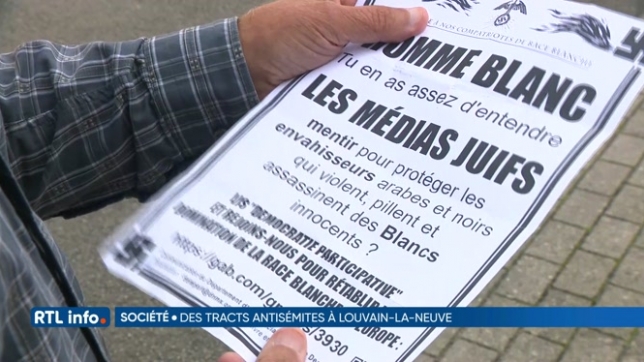 Des tracts antisémites et racistes ont été distribués à Louvain-la-Neuve