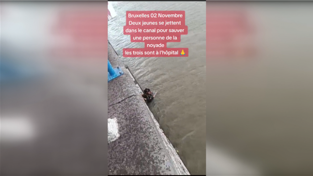 Deux jeunes sautent dans le canal de Bruxelles pour sauver une personne: ses jours sont en danger