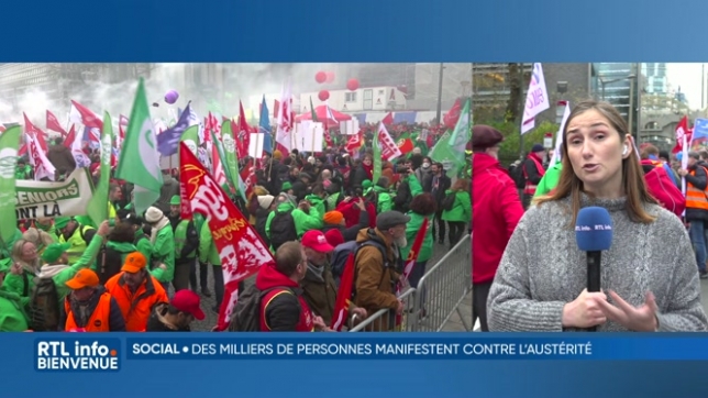 Des milliers de syndicalistes européens manifestent à Bruxelles