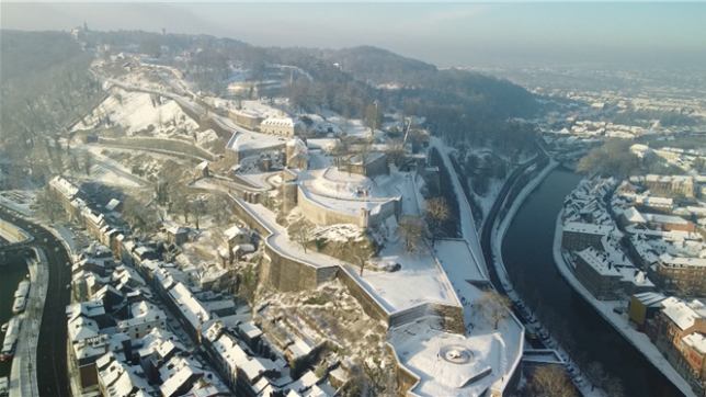 La citadelle de Namur sous la neige