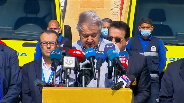 Il est temps de faire taire les armes: aux portes de Gaza, Antonio Guterres réclame un cessez-le-feu