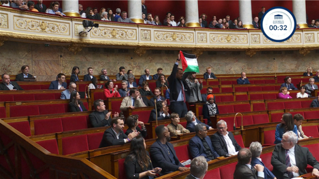 Tollé à l’Assemblée Nationale: un député brandit un drapeau palestinien, l
