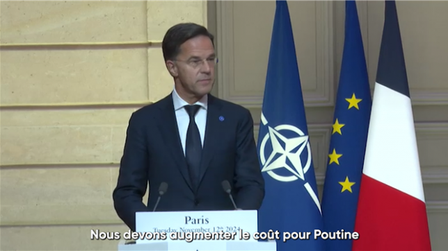 Le nouveau secrétaire général de l'Otan Mark Rutte appelle les Occidentaux à faire plus que seulement permettre à l'Ukraine de se battre, sur fond de menaces d'un arrêt du soutien américain à Kiev après la réélection de Donald Trump.