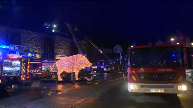 Interview du responsable des pompiers sur place par Miche Herinckx.