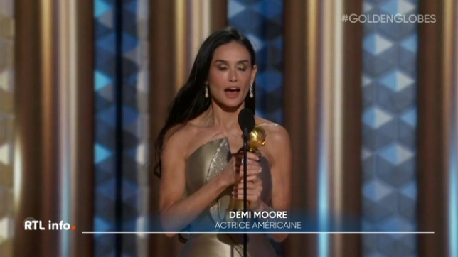 L'actrice Demi Moore, 62 ans, sacrée lors des Golden Globes 2025
