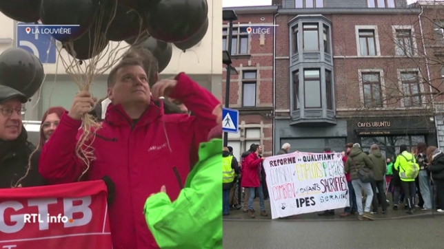 Des arrêts de travail et différentes actions ont été menées dans plusieurs écoles. A La Louvière notamment, avec un lâcher de ballon noirs pour symboliser l'humeur noire des enseignants ou encore à Liège, devant le siège local des Engagés.