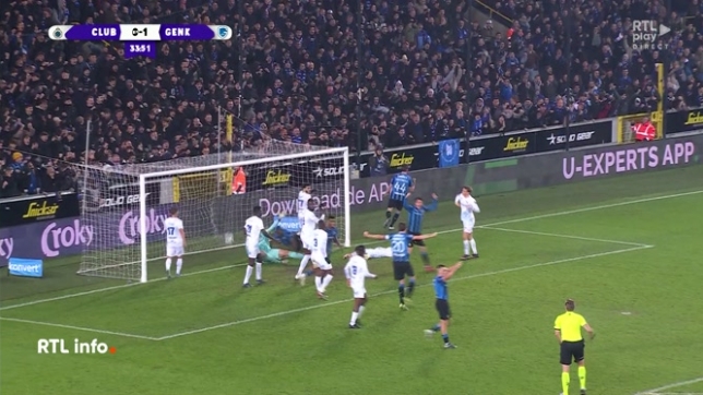 Le Club Bruges a pris une légère option sur la finale de la Coupe de Belgique de football en s'imposant 2-1 contre Genk lors du match aller de la demi-finale mercredi au stade Jan Breydel.