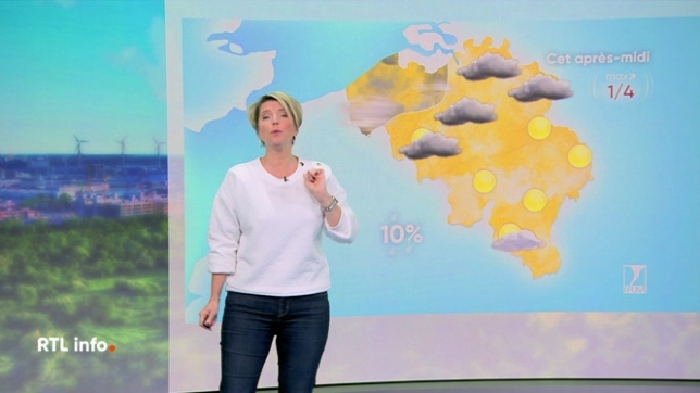 Invitée du RTL info 13h., Sabrina Jacobs présente les prévisions météorologiques de l'IRM pour ce mardi et le début de la semaine.