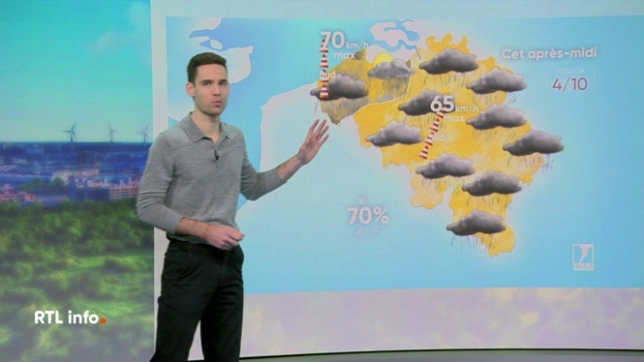 Invité du RTL info 13h., Amaury Detroz présente les prévisions météorologiques de l'IRM pour ce mardi et les autres jours de la semaine.