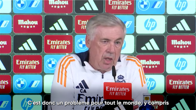 Privé de plusieurs joueurs importants en défense, le Real Madrid, leader de la Liga, est dans l'urgence à la veille d'un derby potentiellement décisif face à l'Atlético, deuxième à un point, a reconnu vendredi l'entraîneur madrilène Carlo Ancelotti.