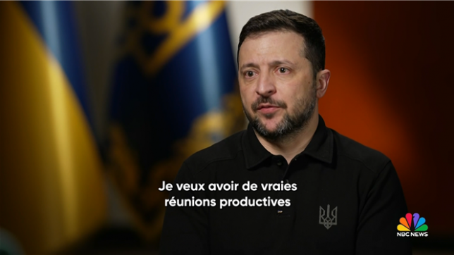 Interview du président ukrainien Volodymyr Zelensky sur NBC.