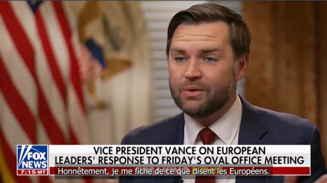 J. D. Vance:  Je me fiche de ce que disent les Européens en public...