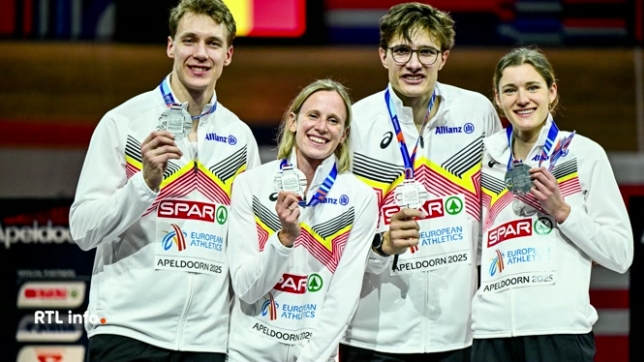 Le relais mixte du 4X400m a décroché la médaille d'argent aux championnats d'athlétisme en salle à Apeldoorn, aux Pays-Bas. Une belle revanche pour Julien Watrin, revenu au plus haut niveau après avoir vaincu son cancer.