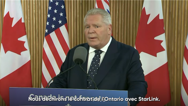 Nous déchirons le contrat de l'Ontario avec Starlink: le Canada réplique à la guerre commerciale déclarée par les Etats-Unis.