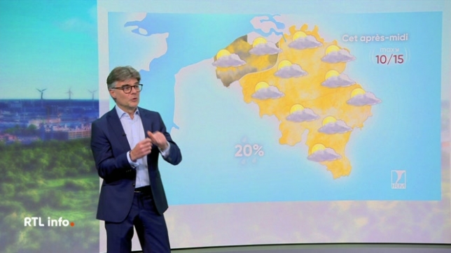 Invité du RTL info 13h., Stephan Van Bellighen présente les prévisions météorologiques de l'IRM pour ce mardi et les jours qui viennent.