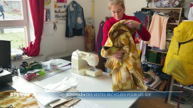 Elles sont créées avec du matériel de récupération comme des sacs de couchage ou des couvertures. Une action menée en collaboration avec une école de couture de la région.