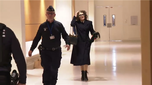 Citée comme témoin par la défense de Gérad Depardieu, l'actrice Fanny Ardant entre dans la salle d'audience du tribunal correctionnel de Paris au troisième jour du procès de l'acteur pour agressions sexuelles sur le tournage du film Les Volets verts en 2021.