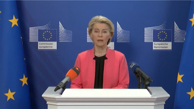 La présidente de la Commission européenne, Ursula von der Leyen, annonce que l'Union européenne travaille à la mise de place de nouvelles contre-mesures après l'annonce de nouveaux droits de douane américains de 20% sur les produits européens, des contre-mesures qui viendront s'ajouter celle déjà annoncée en réaction aux droits de douane sur l'acier