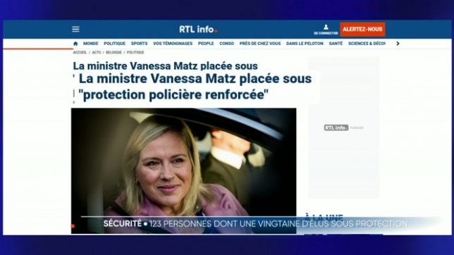 La ministre Vanessa Matz a été placée sous protection policère suite à de sérieuses menaces sur les réseaux sociaux. Actuellement, 123 personnes bénéficient de mesures de sécurité. Mais de quoi parle-ton exactement ? Comment cela se concrétise-t-il ?