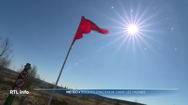 Le drapeau rouge interdit la promenade dans certaines zones des réserves naturelles, comme dans les Hautes Fagnes, car le risque d'incendie est trop élevé en raison des conditions météo actuelles selon le selon le Service Public de Wallonie. Les explications de Roxane Josse.