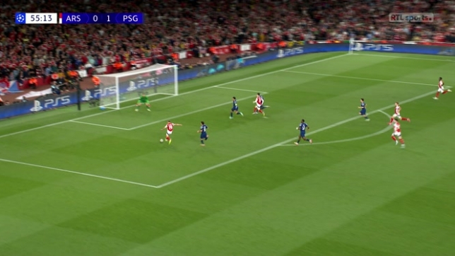 Arsenal-PSG: la grosse occasion de Leandro Trossard en Ligue des Champions.