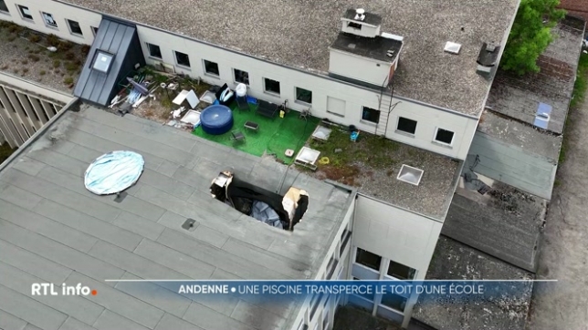 Une piscine remplie est passée à travers la toiture de l'institut Sainte-Begge d'Andenne. La piscine avait été installée par le concierge, qui voulait vraisemblablement se rafraîchir au vu des températures agréables en cette période de vacances.Les dégâts sont importants.
