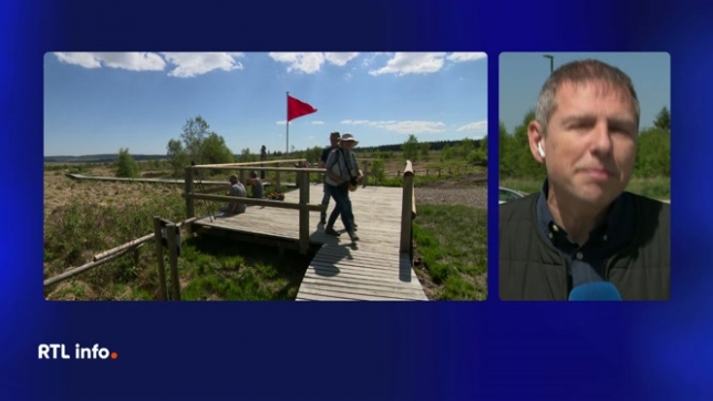 Sécheresse oblige, le drapeau rouge a été hissé mardi matin dans la Réserve naturelle des Hautes Fagnes en raison du risque d'incendie. Ce drapeau rouge a pour conséquence qu'il est interdit de se promener dans la zone.Le point en direct avec Frédéric Delfosse.