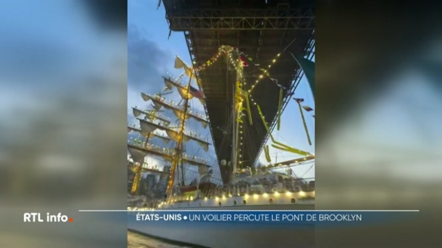 Spectaculaire accident d'un voilier sur l'East River à New York