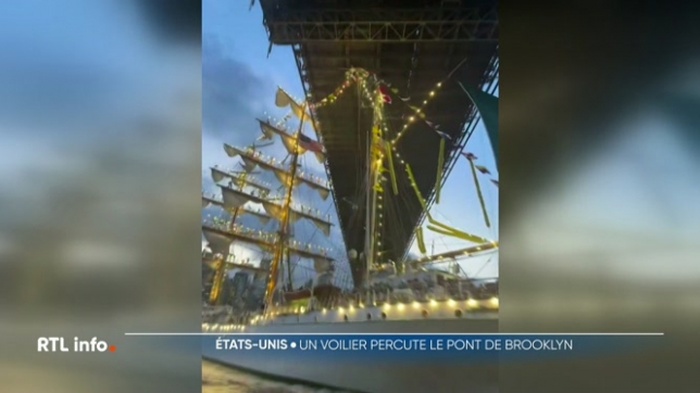 Spectaculaire accident d'un voilier mexicain sur l'East River à New York