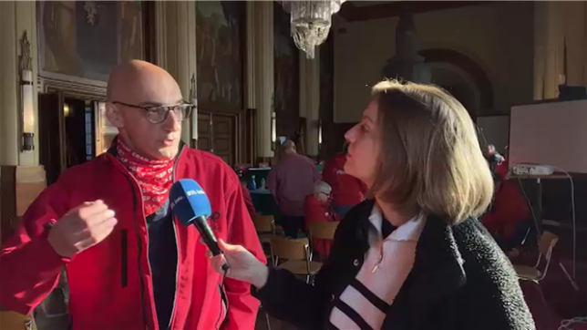 Interview de Laurent Pirnay, le vice-président de la CGSP, au micro de Cathline Delvaux en direct de Charleroi ce matin.