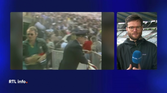 Corentin Simon fait le point au stade roi Baudouin où une cérémonie d'hommage doit avoir lieu pour commémorer le 40ème anniversaire du drame du Heysel survenu le 29 mai 1985.