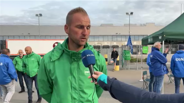 Christopher Renette, délégué CNE chez Lidl, au micro de Lise Cassoth.