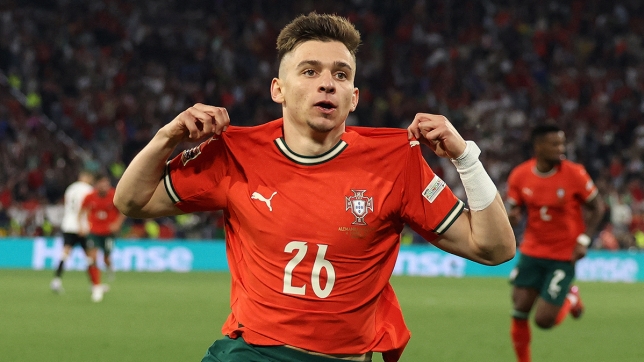 Francisco Conceicao après son but contre l’Allemagne en demi-finale de Ligue des nations.