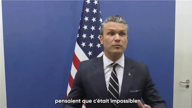 Les pays de l'Otan sont très proches d'un consensus pour se mettre d'accord fin juin sur un objectif de dépenses de sécurité atteignant dans les prochaines années 5% de leur Produit intérieur brut, affirme le secrétaire américain à la Défense Pete Hegseth.