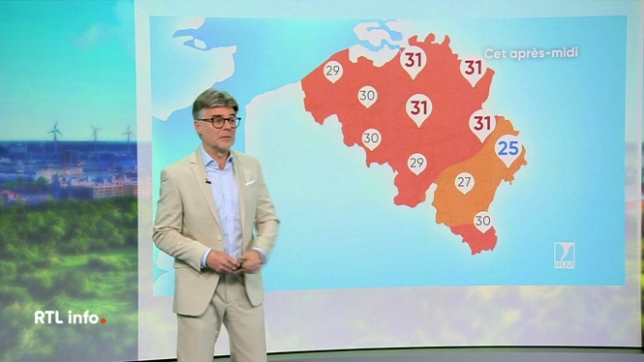 Beaucoup de soleil et un mercure qui va grimper jusqu'à 30 degrés ce jeudi selon les prévisions de l'Institut Royal Météorologique. Plus tard dans la journée, des cumulus se présenteront avec éventuellement un orage local en début de soirée. Les maxima seront compris entre 25 et 30 degrés.