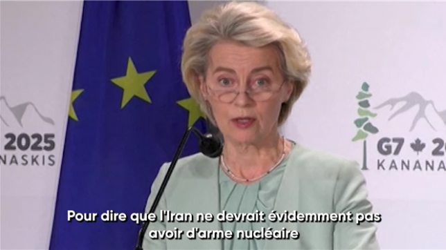 La présidente de la Commission européenne, Ursula von der Leyen, affirme avoir dit au Premier ministre israélien Benjamin Netanyahu, lors d'un appel téléphonique, que la diplomatie était la meilleure solution à long terme avec l'Iran.