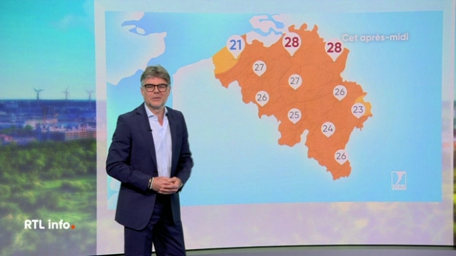 En plateau, Stephan van Bellinghen donne ses prévisions météo pour les prochaines heures et les prochains jours. La Belgique est en vigilance jaune.