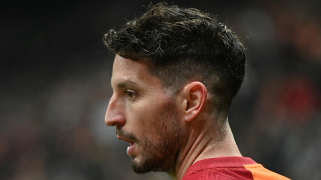 Galatasaray's Belgian forward #10 Dries Mertens looks on during the UEFA Europa League round of 32 first leg football match between Galatasaray SK and AC Sparta Praha (Prague) at Ali Sami Yen Spor Kompleksi stadium in Istanbul on February 15, 2024. (Photo by OZAN KOSE / AFP)